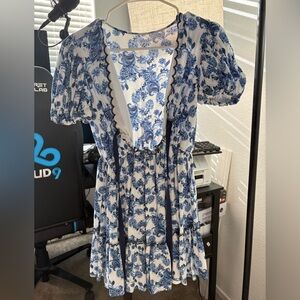 Blue & White Floral Mini Dress